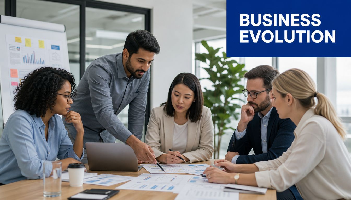 A diverse group of professional colleagues collaborating on business strategies in a modern office meeting room.